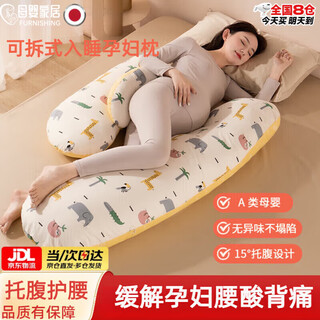 Qia ran pregnant woman side sleeping pillow, pregnancy belly pillow, u-shaped pillow, special artifact cushion for pregnancy, class a pure cotton double standard breathable model, animal kingdom - removable and washable