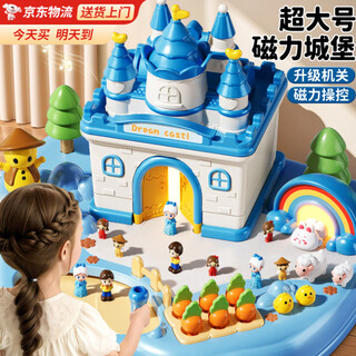 Bei chuzhong children's toy girl princess elsa birthday gift 3-6-10 years old 3-5 ai magnetic castle house play house big magnetic castle 4 dolls + sound and light music + mechanism sensing portable gift box 2025 girls' toys popular 4-5 and 5-year-old gift for daughter