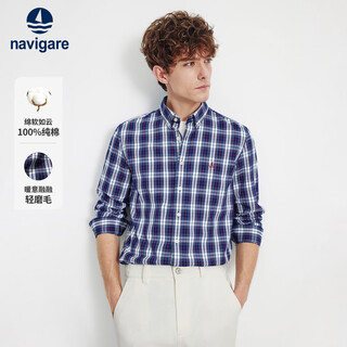 Navikel italian dinghy men's 25 autumn new cotton long-sleeved shirt retro plaid shirt 1333075503