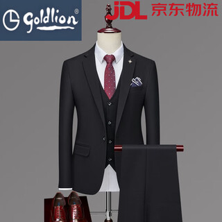 Goldlion g+ goldlion three-piece men's suit suit business professional formal small suit groomsman groom wedding dress black s