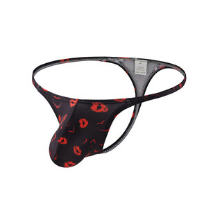 Long night men's sexy thong low waist hickey big bird protruding bag thin strap bikini t pants men l(79-88cm) black