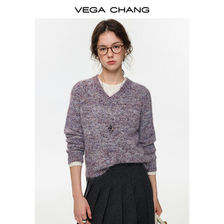 Vega chang skirt yayun variegated sweater skirt suit women's 2025 new autumn and winter elegant suit dream purple (wool sweater) one size
