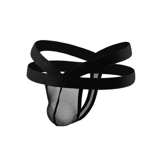 Uncle shorts sexy black thong men's high slit hollow butt lift mesh u-shaped briefs black_sexy mesh thong m