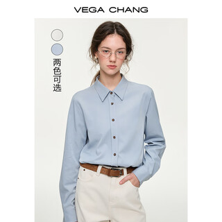 Vega chang light blue maze light blue shirt women's 2026 new spring basic versatile shirt celadon blue (shirt) m