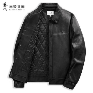 „dances with wolves“ steppfutter revers pu-lederjacke herren pflegeleichte lässige warme jacke 001 schwarz l