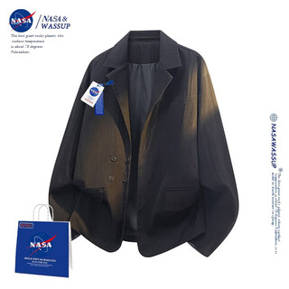 Nasawassup official fashion brand jacket men's autumn and winter japanese double-breasted suit jacket high-end versatile men's suit top black 2xl (recommended 145-165 jin jin equals 0.5 kg)