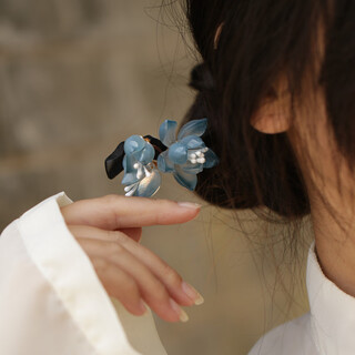 Yin muchi u-shaped hairpin glazed flower national style female headwear pressed hair chinese style hair accessories cheongsam accessories birthday gift f3501 sapphire blue glazed hairpin