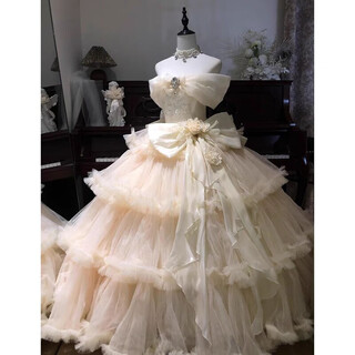 Shandongshaonv lolita flower fairy wedding dress evening dress female high-end one-shoulder birthday party ceremony test princess dress