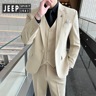 Jeep spirit jeep suit suit men's casual business formal jacket korean style slim groomsmen groom wedding dress suit three apricot single suit jacket xl (120~135jin jin is equal to 0.5kg)