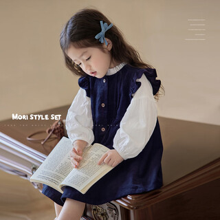 Luson chen big pig little o bao girls autumn suit female style ruffled spring autumn corduroy vest skirt