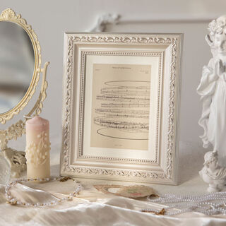 Yusenyi solid wood wedding photo frame with table setting feeling, family portrait, couple photo, washed photos and made into customized photo frame, pearl white, inner size 70*100cm, wall hanging