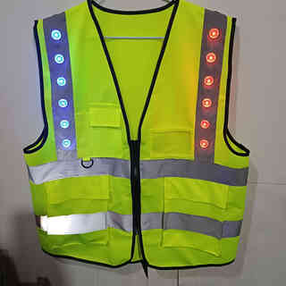 Led light reflective vest vest construction safety clothing reflective clothing night riding high reflective clothing red and blue flashing battery model does not include batteries