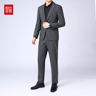 Red bean no-iron suit men's autumn and winter solid color versatile middle-aged suit men's banquet business slim formal suit gray s 165