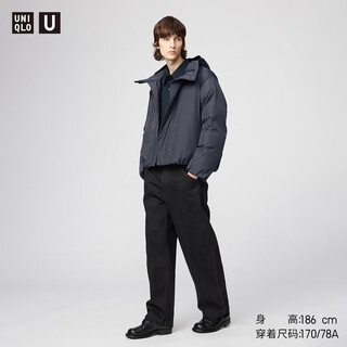 Uniqlo cooperation model / men's loose color trousers / washed product casual pants 25 autumn and winter 479824 09 black 31 /170/78a