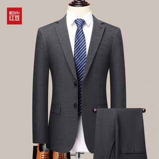 Red bean wool suit men's 2025 spring and autumn business casual suit full set men's new professional suit men's gray l 175