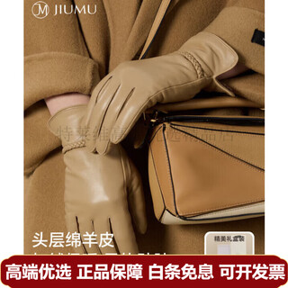 Jiumu warm leather gloves women's autumn and winter windproof and coldproof plus velvet cycling cycling driving electric bicycle gloves