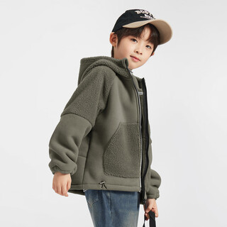Duojia boys' fleece jacket winter children's one-piece fleece silhouette casual jacket medium and large children's composite splicing polar fleece top