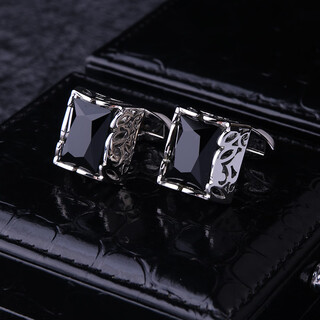 Lieshang hollow black agate cufflinks, french shirt cufflinks, french cufflinks, men's gifts, formal wear, hollow black agate_cufflinks