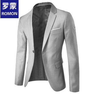 Romon 2025 spring and autumn new men's business formal suit fashionable men's korean style casual slim suit jacket light gray 3xl
