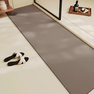 Yusenyi solid color bathroom door special soft diatom mud water-absorbent cooling mat non-slip quick-drying dry floor mat milk brown (diatom mud) 45x70cm