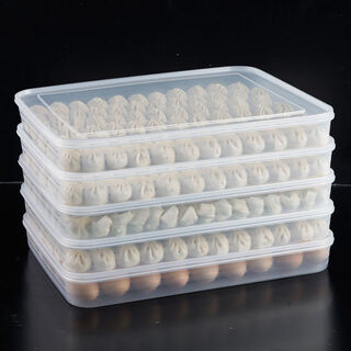 Enshousu dumpling box large capacity extra large multi-layer kitchen household dumpling box refrigerator frozen storage box wonton box transparent color small size 1 box 1 lid