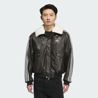 Adidas clover series men's new pu pad jkt leather jacket short cotton jacket kf3691 black m