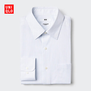Uniqlo men's high-performance slim-fit anti-wrinkle striped shirt long-sleeved shirt business commuting 25 autumn and winter 478000 62 powder blue l /175/100a