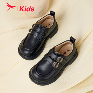 Red dragonfly children's shoes 2025 autumn and winter new girls cotton shoes princess shoes soft sole college style loafers children's leather shoes black (single liner) 29