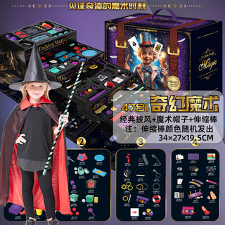 Internet celebrity magic children's toys, educational toys for 3 to 6 years old, girls over 10 years old, children's play house, children's day gift, king's magic 47-piece set + classic performance costume + stretch