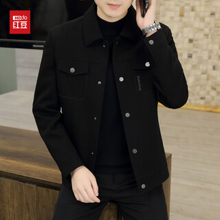 Red bean waffle jacket men's 2025 new lapel spring and autumn trendy casual jacket men's loose thin black l