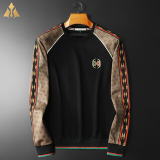 Bg glamurb luxury brand sweatshirt men's long-sleeved t-shirt high-end autumn slim round neck pure cotton printed large size bottoming shirt black l