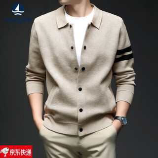 Navigare italian small sailing pure wool knitted cardigan men's spring and autumn new style young and middle-aged lapel sweater jacket thin camel m 165-100-120jin jin equals 0.5 kg