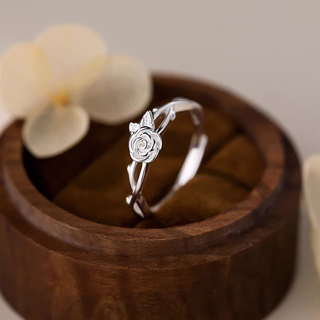 Sterling silver rose live ring light luxury plain ring women's open ring niche high-end index finger ring tail ring sterling silver rose live ring pure silver / gram weight about 1.7g / piece