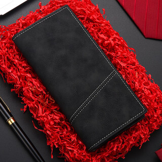 Jialaichen men's wallet long ultra-thin youth multi-card slot casual wallet card holder japanese and korean fashion student personalized retro wallet long men's wallet retro black