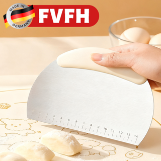 Fvfh german dough cutter stainless steel scraper baking scraper dough cutter scraper silicone kitchen noodle special knife stainless steel noodle cutter - white with own scale, non-stick cutting, 1 pack