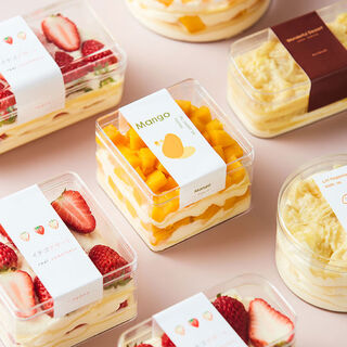 Fruit packaging box mousse soy milk red velvet wood bran western dessert tiramisu thousand layer box the following is the price of the small box + mango sticker