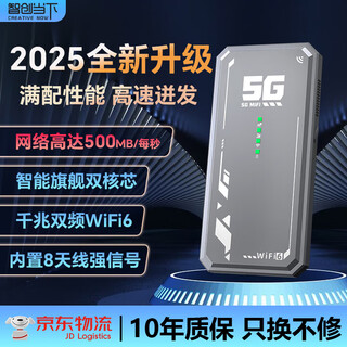 Zhichuang's current 5g portable wifi6 mobile wireless portable card-free internet access gigabit dual-band 2025 unlimited traffic multi-netcom router car notebook universal official authentic metal gray dual-band wifi6+ bursting high-frequency performance