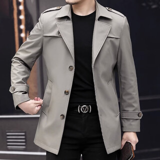 皮尔卡丹品牌春秋加棉保暖风衣短款商务男士英伦风西装领外套休闲上衣夹克 卡其色 2XL 185 【建议165斤-185斤】