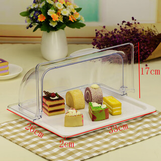 Shantou lincun european creative tasting plate promotional covered food display box bread cake display tray buffet fruit plate 33*26*2cm deep melamine plate + flip cover