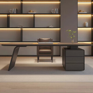 Italian minimalist solid wood desk home living room study desk simple light luxury boss high-end computer desk smoked wood desk/smart power strip 240*80*75cm