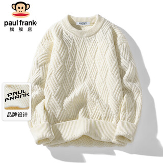 Paul frank sweater men's autumn and winter warm sweater men's casual thick twist knitted sweater beige xl