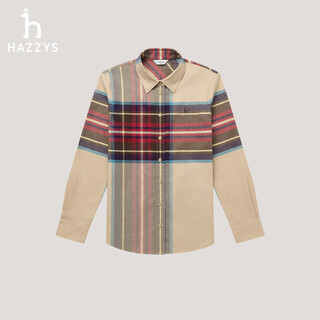 HAZZYS哈吉斯女装 2025冬季新款女士格纹通勤休闲长袖衬衫女ASCSK1CDK21 乳白色IV S (155/80A 36)