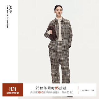 Aum (aum) shopping mall same style aum aum 2025 winter new casual fashion lapel houndstooth wool shirt, color s