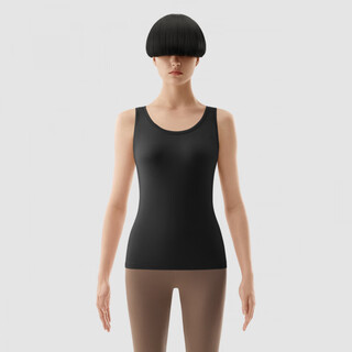 Jiao (jiao nei) inner heating leather 302++ men and women's round neck warm vest for couples same style seamless bottoming with heating inner autumn and winter women black l