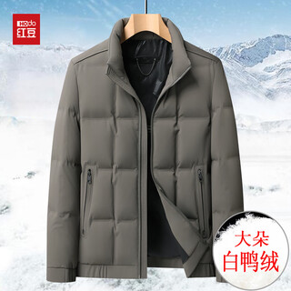 Hongdou 2025 new thick down jacket middle-aged and elderly men stand collar business casual warm dad jacket gray 2xl 185