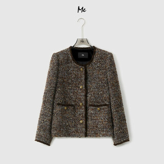 Me home yang charlie xiaoxiang sheep wool mixed color tweed fashion versatile daughter xiaoxiang style jacket camellia coffee brown one size 38 (100-120)