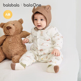 Balabala children's clothing baby jumpsuit newborn baby baby fart clothes boys and girls winter clothing crawling suit thickened warm soft and cute