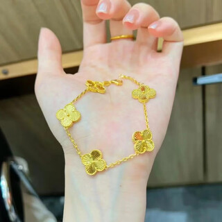 Dianzhao old phoenix gold store gold-wrapped silver 999 sterling silver four-leaf clover bracelet female forest simple ins five-flower bracelet bracelet