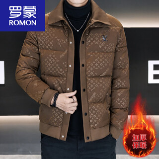 Romon cotton-padded jacket for men winter 2025 new fashion brand fashion lapel warm cotton coat casual cotton jacket new product 6902 coffee color m 105jin jin is equal to within 0.5 kg