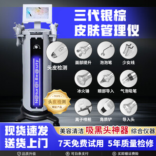 Silver brown skin management comprehensive instrument small bubble beauty instrument facial cleansing blackhead absorbing beauty salon special instrument third generation silver brown large bubble metal probe + detection